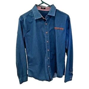 Coofandy Mens Size Medium Long Sleeve Western Cowboy Denim Button Down Shirt